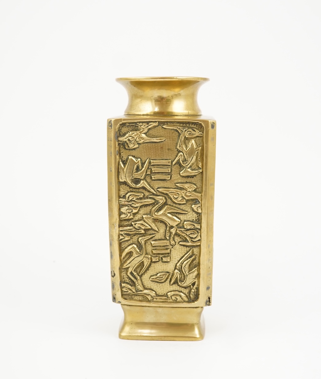 A Chinese polished bronze cong vase, early 20th century